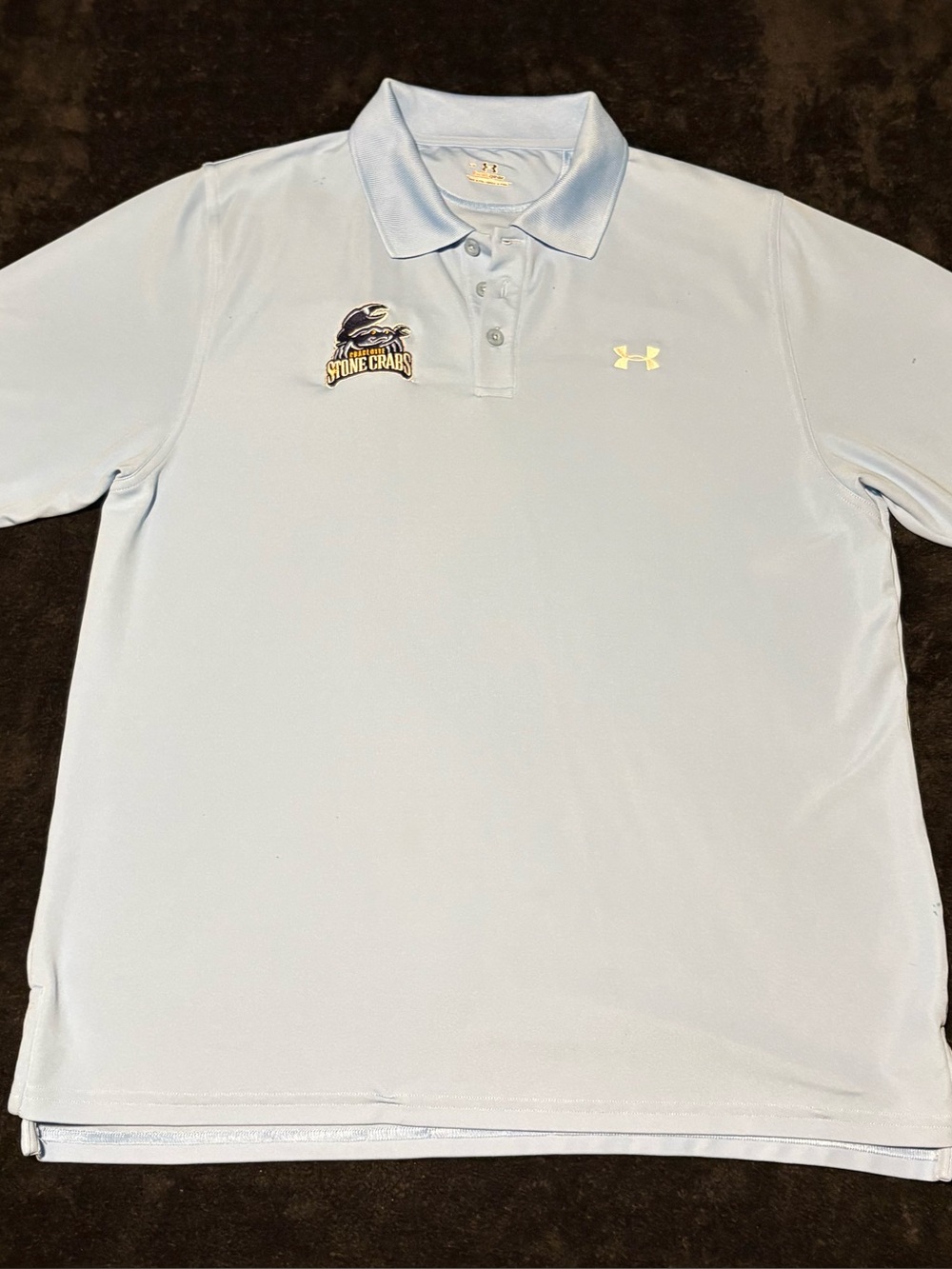 Charlotte Stone Crabs x Under Armour heat gear baby blue polo size mens large